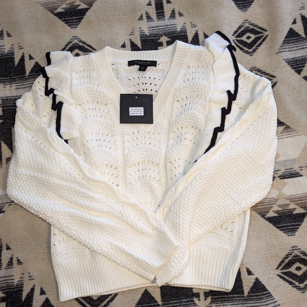 Cream w black tipping women's sweater